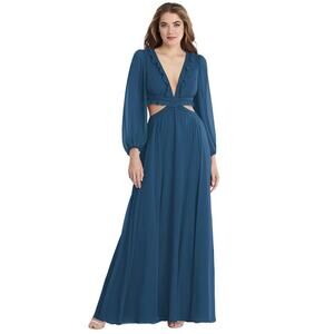 NEW Lovely Size 18 Harlow Bishop Sleeve Blue Cutout Maxi Dress $235 msrp J1-10
